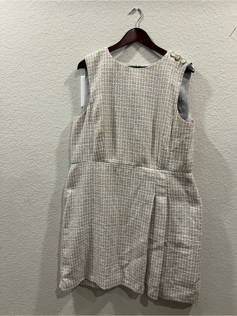 Ann Taylor Ivory Tweed Sleeveless Shift Dress